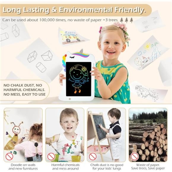 LCD Drawing Writing Tablet - Drawing Pad Doodle Board (White Unicorn) - Picture 4 of 7